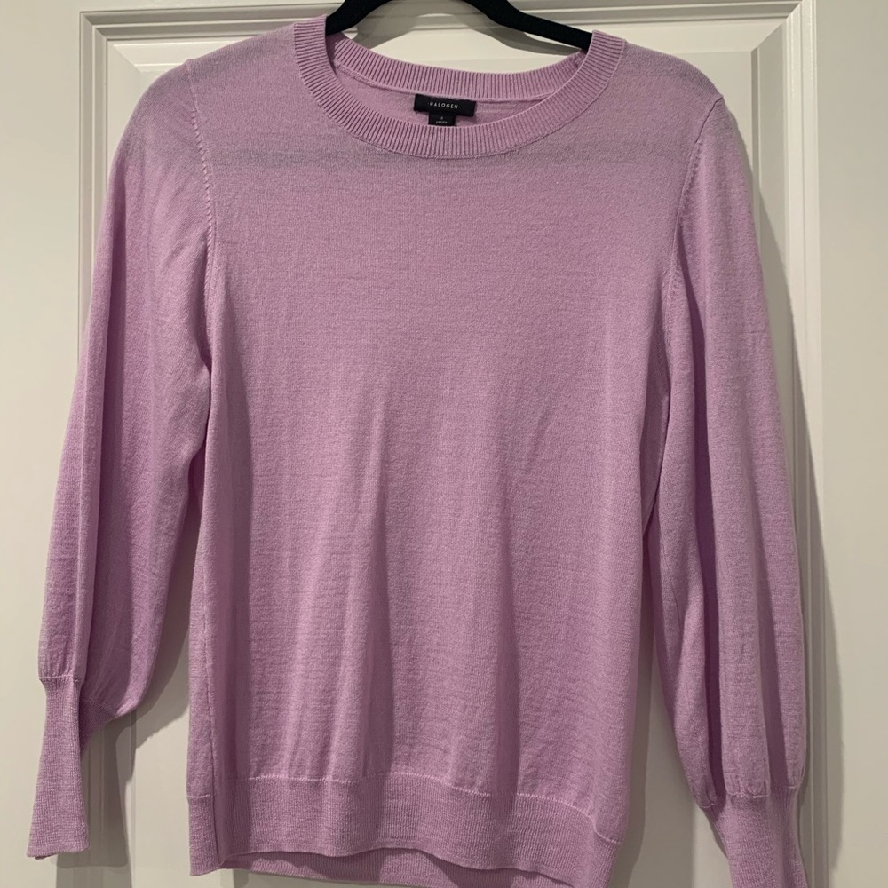 Halogen Lilac Puff Sleeve Sweater